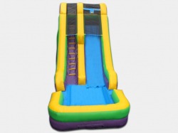 460fe7d6c0dc96337ee21e508fa89ee9 18' Tall Green & Purple Water Slide or Dry Slide with Pool