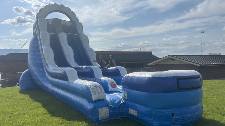 18' Tall Blue Marble Wet or Dry Slide with Long Run Out 18' Tall Blue Marble Wet or Dry Slide with Long Run Out